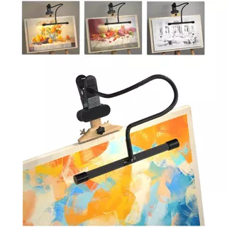 Luzes de Cavalete Clip-On para Pintura, Lâmpada de Artista de 7W, 3 Modos de Cor, 10 Níveis de Brilho, Luz de Clip Flexí