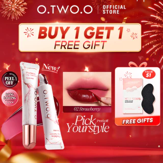 O.TWO.O Lip Stain Tattoo Peel-off Altamente Pigmentado 48h Color-lock À Prova D'água Nutrir Cuidados Tint Batom Maquiage em Oferta na Shopee