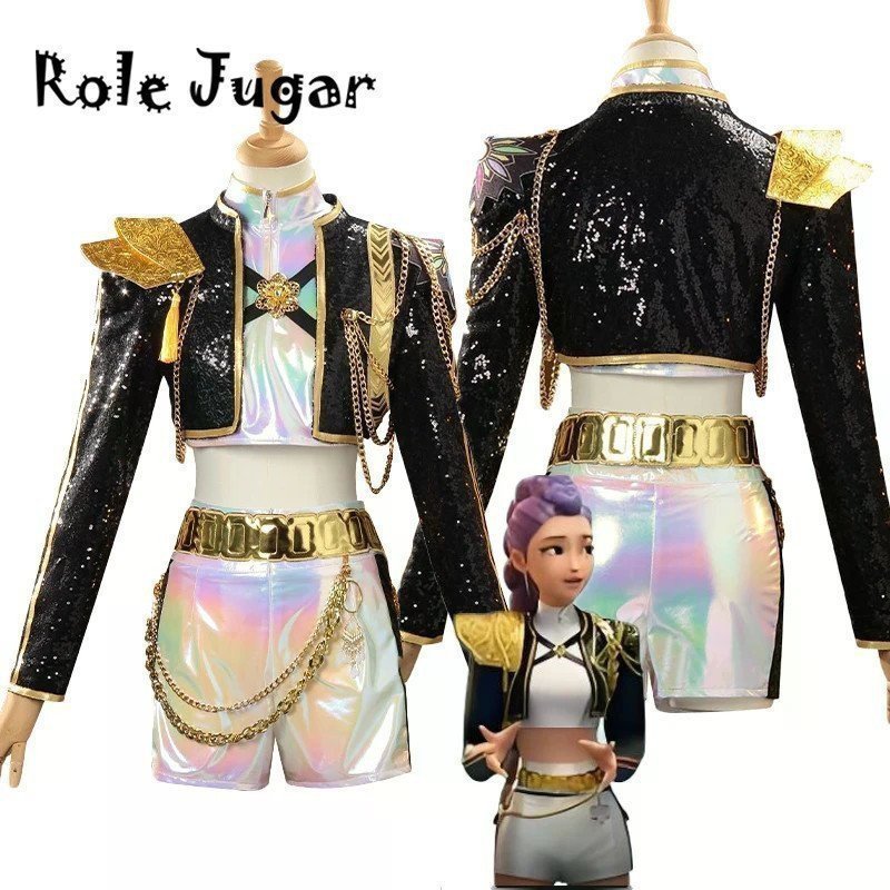 Fantasia de Cosplay Kpop Rumi , Demon Slayer , Cantora HUNTRIX , Preta ...