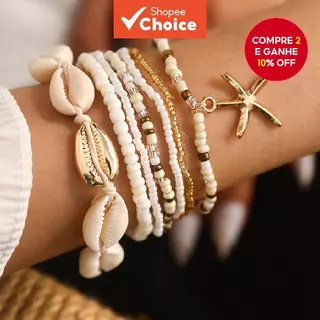 Conjunto De Pulseira Boêmia Com Contas De Concha De Praia 7 Peças Joias De Férias À Beira-Mar Estrela Do em Oferta na Shopee