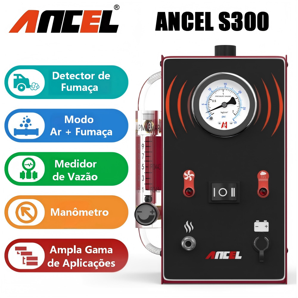 ANCEL S300 Detector De Vazamento De Fumaça De Carro Turbo 12V Com Bomba EVAP Localizador De Gerador Ferramenta De Diagnó em Oferta na Shopee