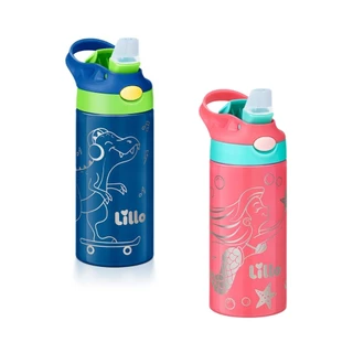 Copo Garrafa Térmica Inox Parede Dupla c/Canudo 350ml Lillo em Oferta na Shopee