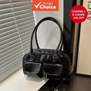 Bolsa De Ombro Feminina Coreana Y2K Com Fivela Brilhante , Couro PU Macio Bolsos Duplos em Oferta na Shopee