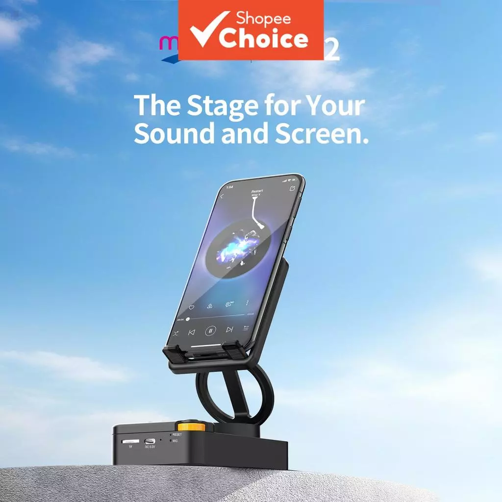 Alto-falante Bluetooth Portátil Musky DY62 com Suporte de Celular para Mesa e Subwoofer