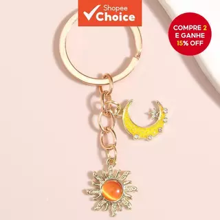 Chaveiro Esmalte Fofo Sun Moon Céu Correntes Chaves Presentes Natureza em Oferta na Shopee