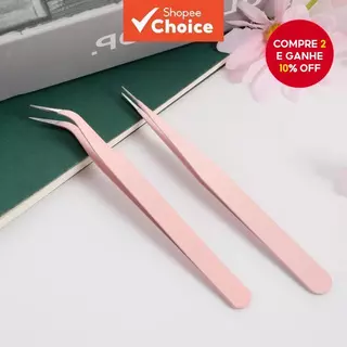 Conjunto De Pinças – 2 Peças De Aço Inoxidável Com Pontas Retas E Curvas , Para Extensões De Cílios Arte Em Unhas em Oferta na Shopee
