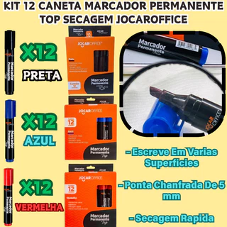KIT 12 Jocar Office Marcador Permanente Top Caneta Chanfrada Ponta De Até 5mm Secagem Rápida em Oferta na Shopee