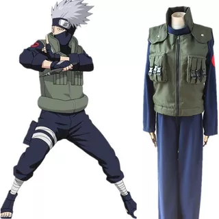 Hatake Kakashi Cosplay Traje Conjunto Completo Anime Naruto Colete Camiseta Calças Bolsa Acessórios Para O Dia Das Bruxa
