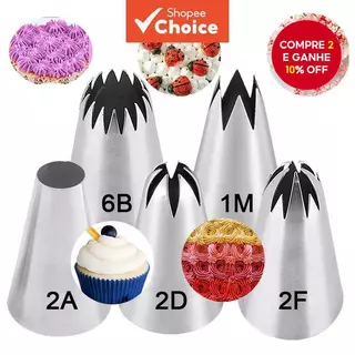 5 Pçs/Set Grandes Dicas De Tubulação Para Pastelaria Fondant Bolo Decoração Suprimentos (2D/1M/2A/2F/6B) em Oferta na Shopee