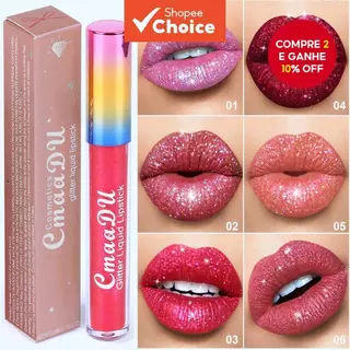 CmaaDu 1 Pcs Glitter Lip Gloss Batom De Longa Duração À Prova D'água Que Não Desbota Presente Perfeito Para Iniciantes em Oferta na Shopee