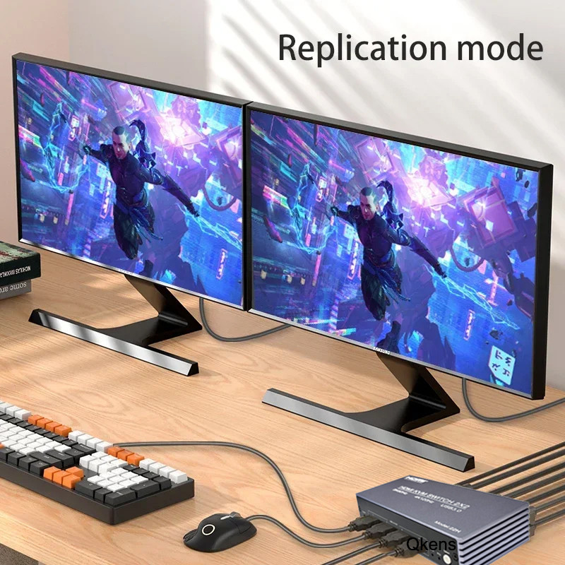 8K 2X2 HDMI DP KVM Switch 4K120Hz 2 Em 2 Saídas 4 Portas USB 3.0