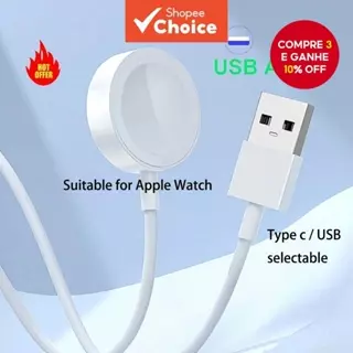 Cabo Carregador Magnético Carregamento Rápido Portátil Para Apple Watch IWatch Série Ultra2/10/9/8/7/6/SE/5/4/3/2 em Oferta na Shopee