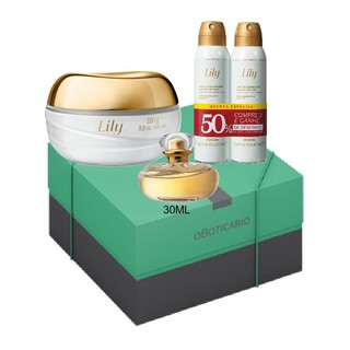 Lily Combo (Creme Acetinado 250g + Antitranspirante Lily 75g/125ml + Lily Eau De Parfum) - O Boticário em Oferta na Shopee
