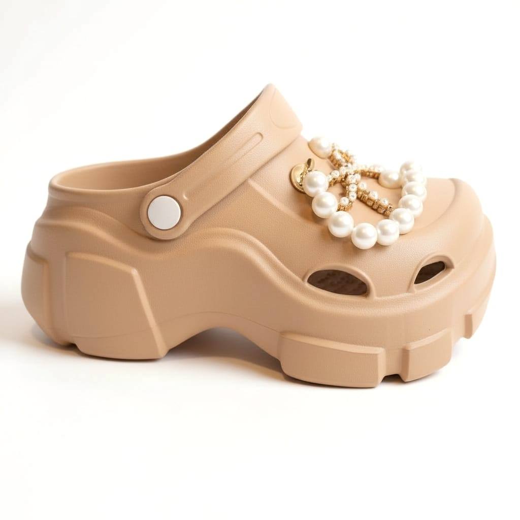 Babuche Plataforma Alta 8cm Pins Corrente Palmilha Conforto Massageadora