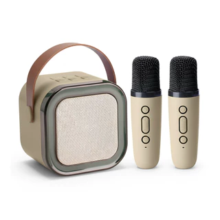 Caixa de Som Bluetooth Karaokê com 2 Microfones Sem Fio Luz RGB Portátil em Oferta na Shopee