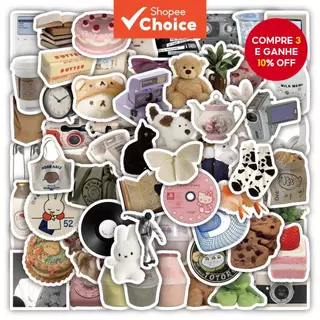 Vintage Ins Vinil Retro 60 Peças Adesivos Vsco Fofos À Prova D'água Adesivo Para Laptop em Oferta na Shopee