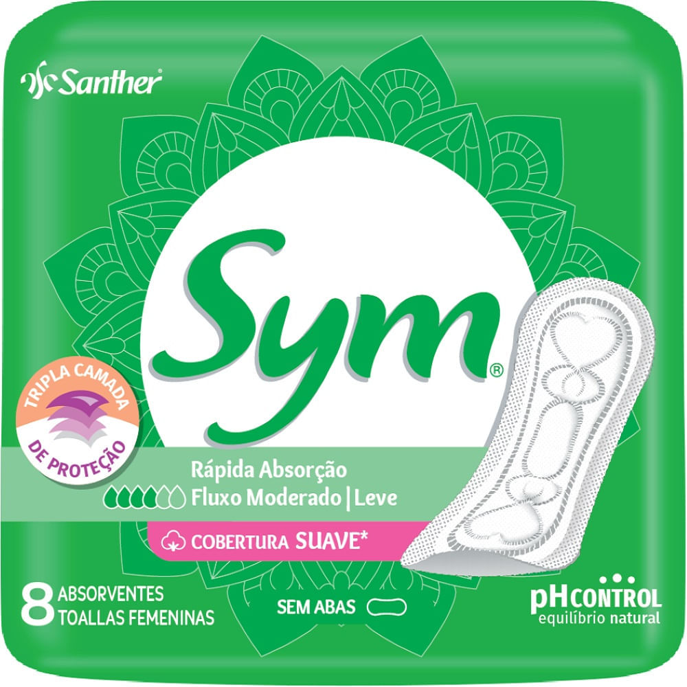 Absorvente Sym Suave Sem Abas 8 Unidades | Shopee Brasil