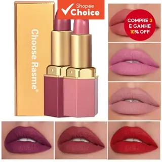Escolha Rasme Matte Batom Líquido Hidratante de Longa Duração à Prova d'Água Maquiagem Labial Não Borrada em Oferta na Shopee