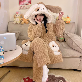 2025 novo estilo pijamas para meninas inverno Coral velo forro de lã engrossado três camadas acolchoado crianças meninas em Oferta na Shopee