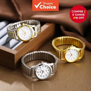 Feminino Clássico Minimalista Moda Portátil Elegante Escolha Relógio De Quartzo Ouro Prata Dois Tons em Oferta na Shopee