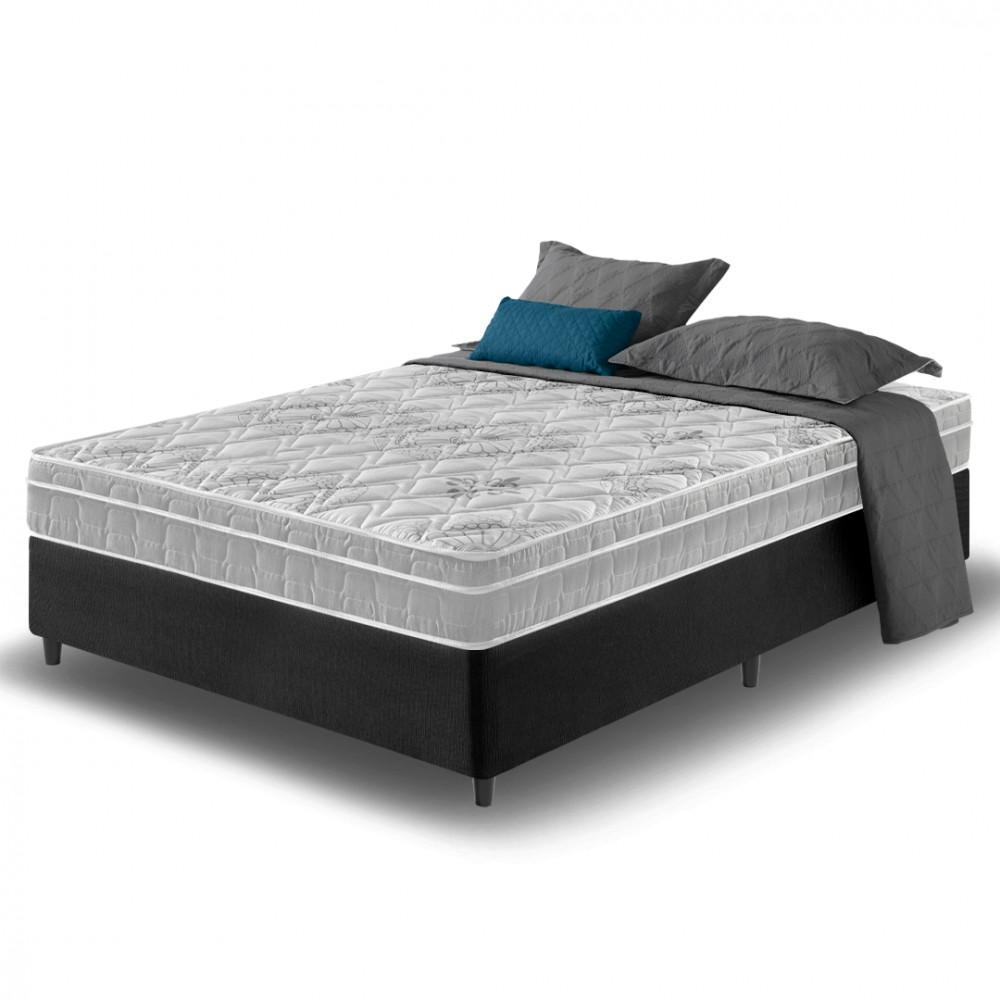 Cama Box Casal Preto + Colchão Espuma D33 Zidi Hanover Orthopedic