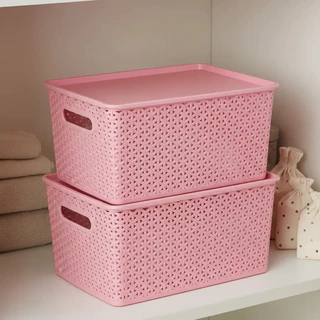 Kit 2 Caixas Organizadoras Com Tampa Grande 15 Litros Rattan P/ Armário Closet Banheiro Lavanderia 🛒 em Oferta na Shopee