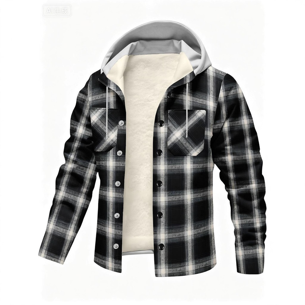 Cross-Border outono inverno europeu americano Casual xadrez com capuz ...