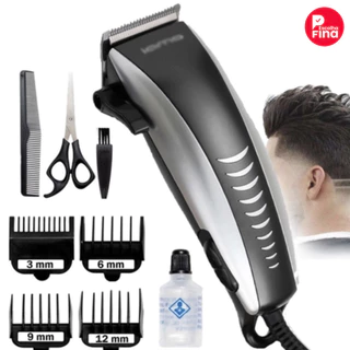 Máquina De Cortar Cabelo Barbeador Aparador Profissional Acabamento Barba 9 Peças Elétrico 110V