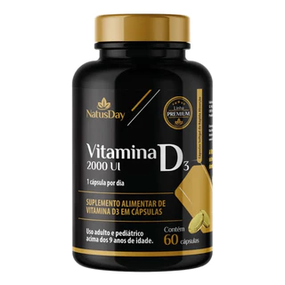 Vitamina D3 2000ui Suplemento Alimentar Natus Day Contém 60 Cápsulas em Oferta na Shopee