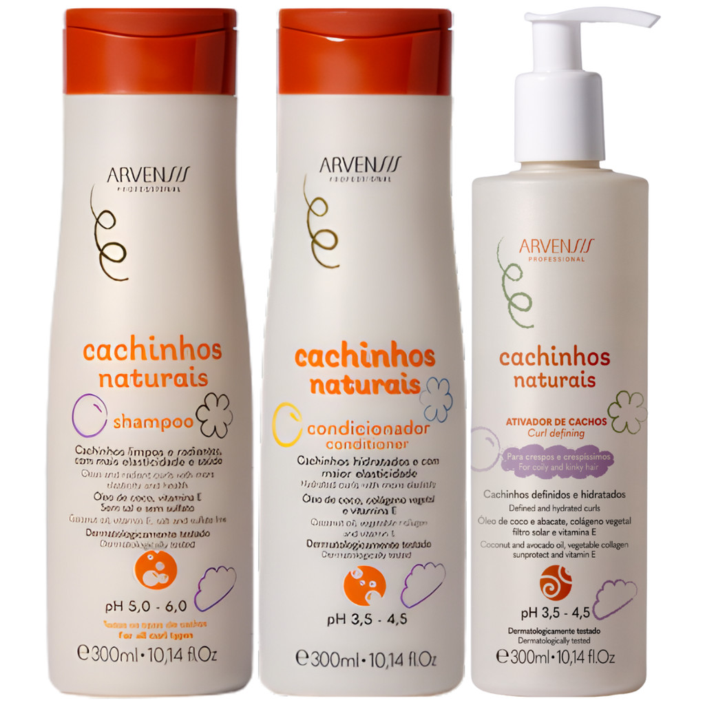 Kit Shampoo Condicionador Ativador Arvensis Cachinhos Naturais