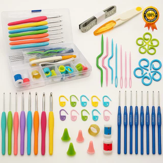 Kit Crochê Completo 53 Peças Para Fazer Amigurumi Agulhas Cabo Soft Tesoura Acessórios Lar das Fitas