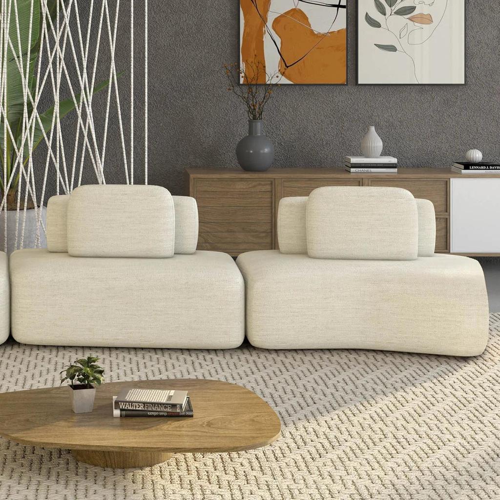 Sofá Ilha 314cm 2 Módulos Sala de Estar Moby Linho Cru Z08 - Mpozenato ...