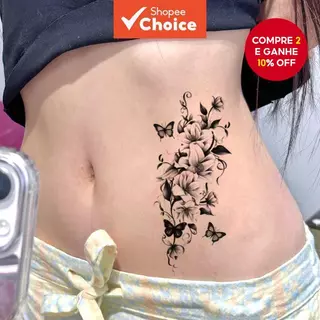 Tatuagem Temporária À Prova D'água Durável , Borboleta Não Reflexiva Realista E Design De Lótus em Oferta na Shopee