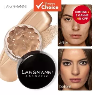 Base E Corretivo Líquido LANGMANNI 1PC-Cobertura Total , Fosca , À Prova D'água ; Hidratante , Iluminador , Ideal Para M em Oferta na Shopee
