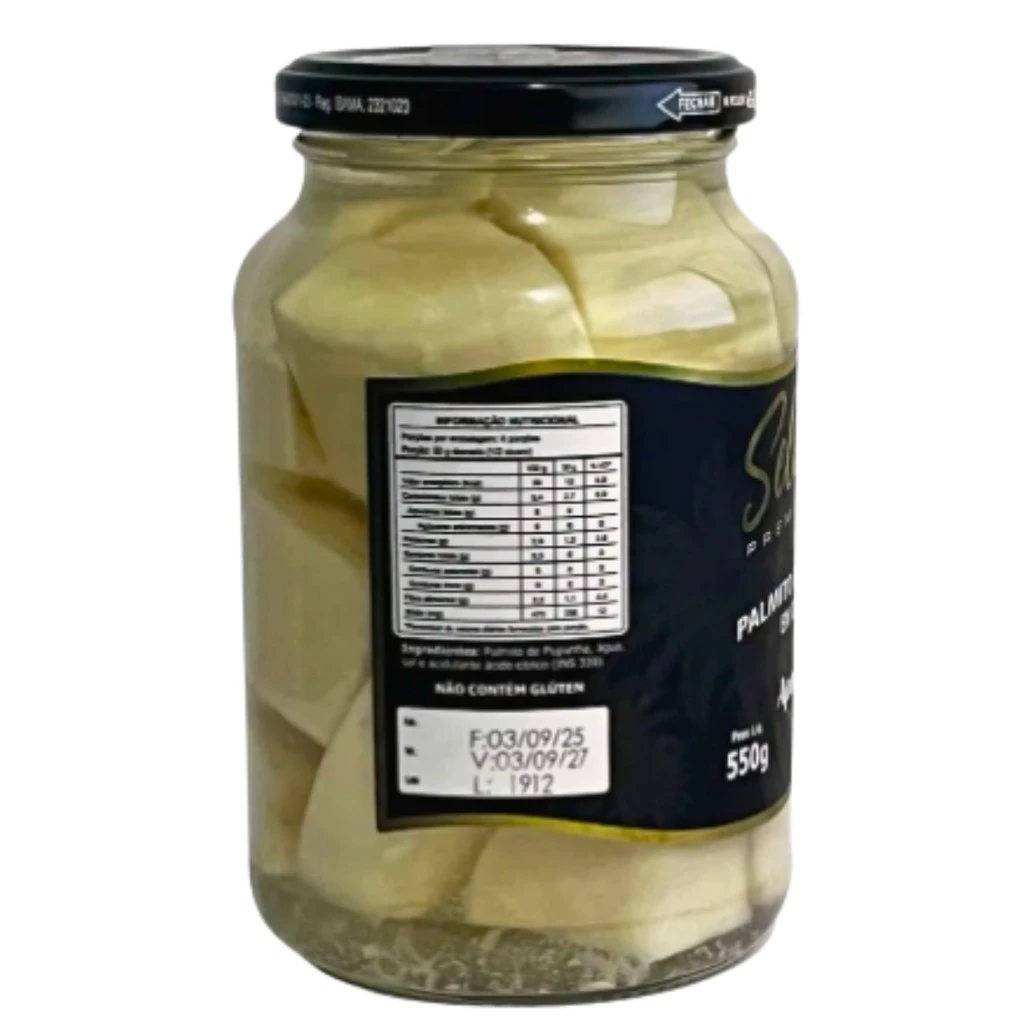 kit de 5 vidros de palmito