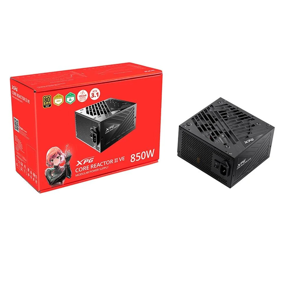 Fonte XPG Core Reactor II VE 850W 80 Plus Gold Modular PFC Ativo Preto 75261436