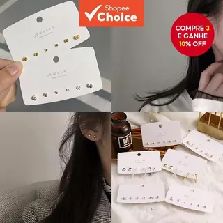 Conjunto De Brincos Múltiplos Coreanos – Joias Minimalistas Da Moda Para Mulheres em Oferta na Shopee