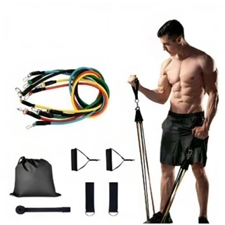 Kit 11 Peças Elástico Para Exercício De Resistência Academia Em Casa Top