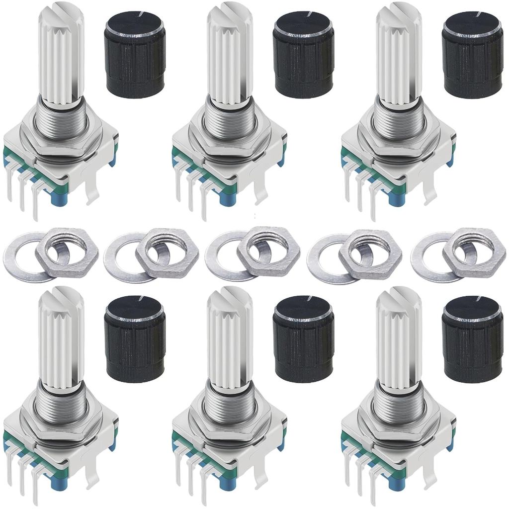 WWZMDiB 6Pcs Encoder Rotativo EC11 com Botão de Pressão 360 ° 5 Pinos e ...