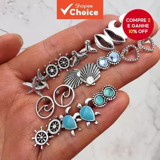 Conjunto De Brincos De Concha De Estrela Do Mar Tartaruga Boêmia Vintage Oceano Joias em Oferta na Shopee