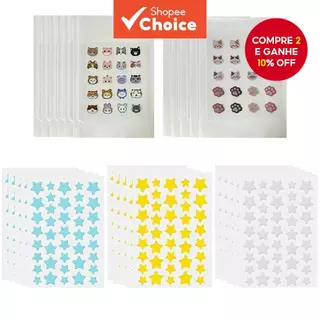 20/40PCS de adesivos para espinhas, adesivos hidrocolóides para cobrir espinhas e manchas, adesivos fofos para em Oferta na Shopee