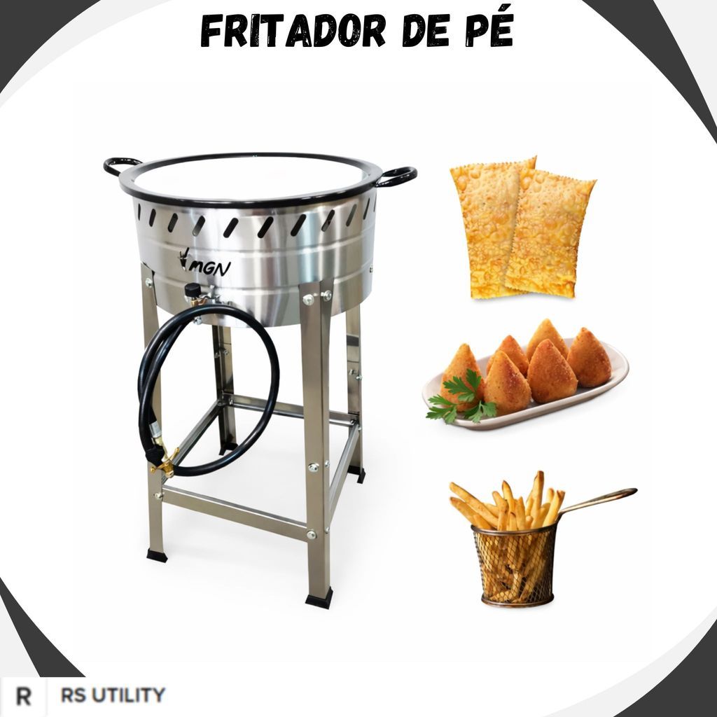 Fritador Inox 10L c/ Pés – Tacho de Fritura Multiuso Profiss