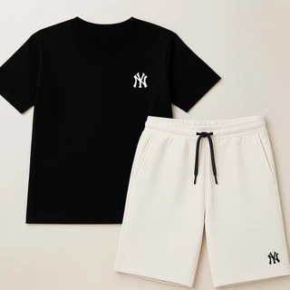 Kit Camiseta + Bermuda NY Nova York | Camisa Algodão e Short de Moletom | Algodão Premium 26.1 | Envio Imediato
