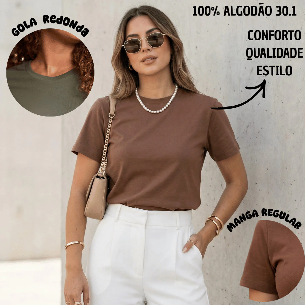 Kit 3 Camisetas Feminina de Algodão Coracao onça one day coracoes marrons Tumblr Malha Premium T-shirts