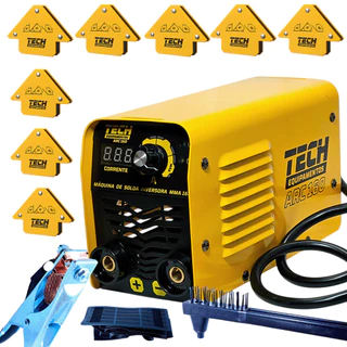 Kit inversora Solda ARC 160 TECH 220V com 8 Esquadros Magnéticos 12kg Porta Eletrodo Garra Máscara em Oferta na Shopee
