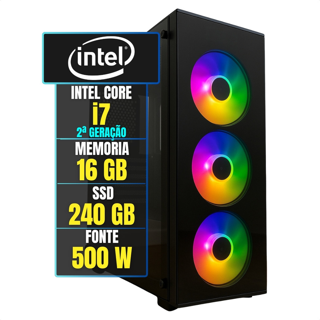 PC Gamer Montado Computador Intel Core i7 Memoria Ram 16GB SSD 240GB ...