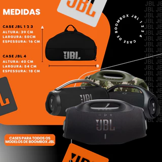 Case de Boombox 1 2 3 4 JBL Capa Com Bolso Externo Interior Forrado e Macio Alça Dupla