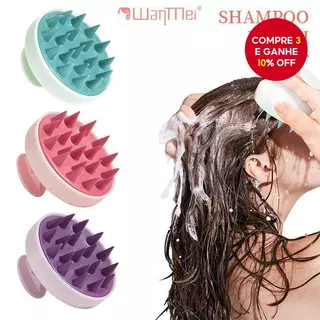 Escova De Shampoo De Silicone Macio Limpa E Remove Caspa , Massageia O Couro Cabeludo Alivia Coceira em Oferta na Shopee