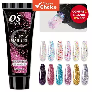 Gel de Extensão de Unha de Polímero 15ML - 12 Cores de Glitter, Gel de Construção para Unhas, Ferramenta de Manicure. em Oferta na Shopee