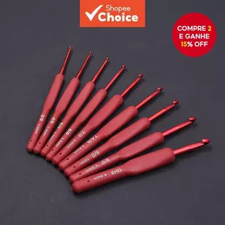 Conjunto De Gancho De Crochê Vermelho De 9 Peças – Agulhas De Tricô De Alumínio DIY Com Alças De Silicone Antiderrapante em Oferta na Shopee